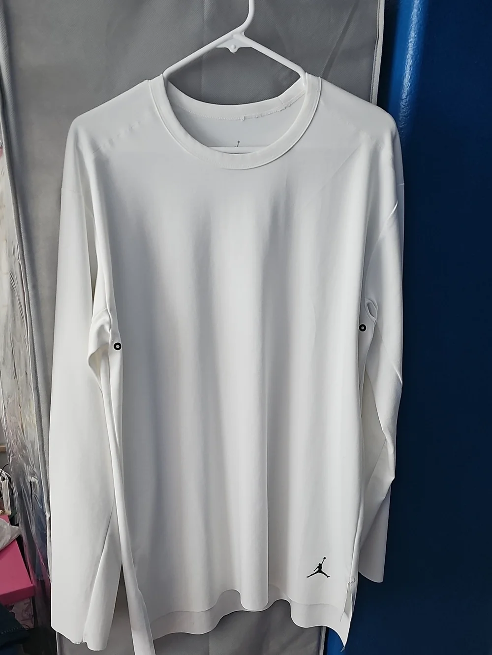 Jordan White Long-Sleeve Crew Neck Performance Shirt